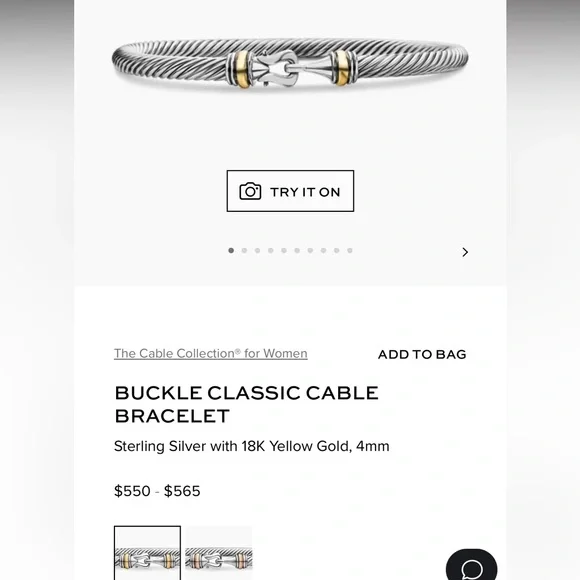 David Yurman Buckle Classic Cable Bracelet - Medium - Picture 6 of 6